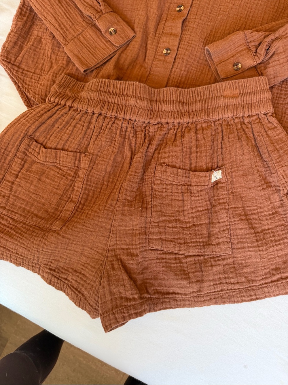 Billabong Rust Brown Lightweight Gauze Women’s Shorts - Picture 5 of 12